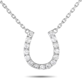 14K WHITE GOLD HORSESHOE DIAMOND PENDANT NECKLACE