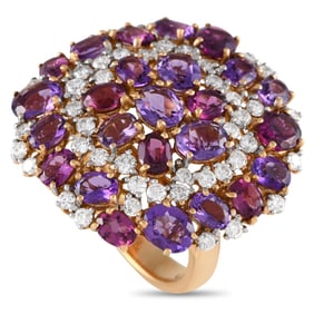 CASATO 18K GOLD AMETHYST RHODOLITE RING SZ6.75