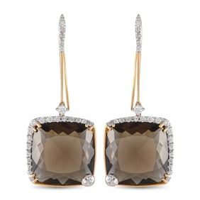 CASATO 18K GOLD SMOKEY QUARTZ DROP EARRINGS
