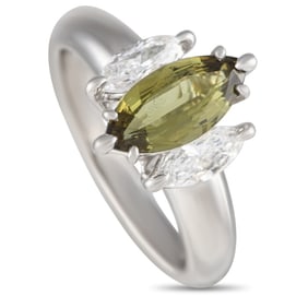 PLATINUM 0.52CT DIAMOND AND SPHENE RING SZ7.25