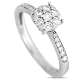 14K WHITE GOLD 0.40CT DIAMOND CLUSTER RING SZ 6.75