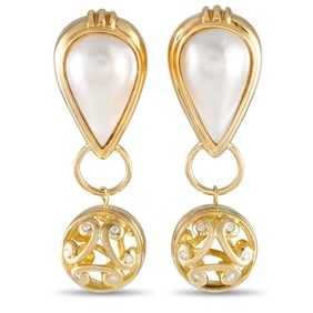 18K GOLD DIAMOND AND MABE PEARL CLIP-ON EARRINGS