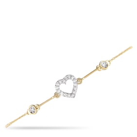 14K YELLOW GOLD 0.10CT DIAMOND HEART BRACELET