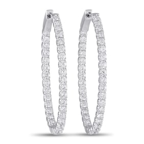 14K WHITE GOLD LAB-GROWN DIAMOND HOOP EARRINGS
