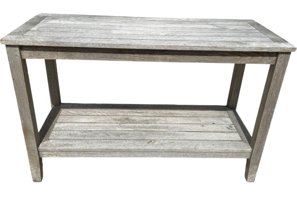 TEAK WOOD OUTDOOR 2 TIERED GARDEN TABLE 50" (1 of 6)