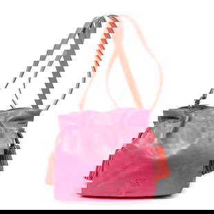 LOEWE BICOLOR TASSEL FLAMENCO SHOULDER BAG: LOEWE BICOLOR TASSEL FLAMENCO FUCHSIA PINK/ORANGE CALF LEATHER SHOULDER BAG -ABA5466 -FUCHSIA PINK/ORANGE -CALF LEATHER -CONDITION RATING A -DUSTBAG -JA 121824 ***Please note that due to limited stora