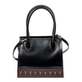 YVES SAINT LAURENT VINTAGE CUTOUT Y ZIP TOTE BLACK