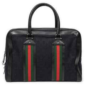 GUCCI MONOGRAMMED CANVAS WEB BUSINESS HANDBAG