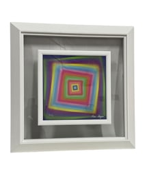 RON AGAM KINETIC SQUARE HOLOGRAM ART 27"