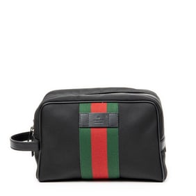 GUCCI TOILETRY POUCH BLACK CANVAS