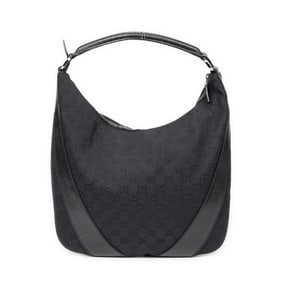GUCCI GG HOBO BLACK CANVAS SHOULDER BAG