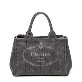 PRADA SMALL CANAPA TOTE BLACK DENIM SHOULDER BAG