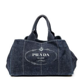 PRADA LARGE CANAPA TOTE BLUE CANVAS