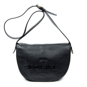LOEWE FLAP MESSENGER BLACK CALF LEATHER