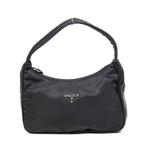 PRADA MINI ZIP HOBO BLACK CANVAS HANDBAG