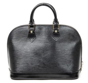 LOUIS VUITTON BLACK LEATHER ALMA HANDBAG