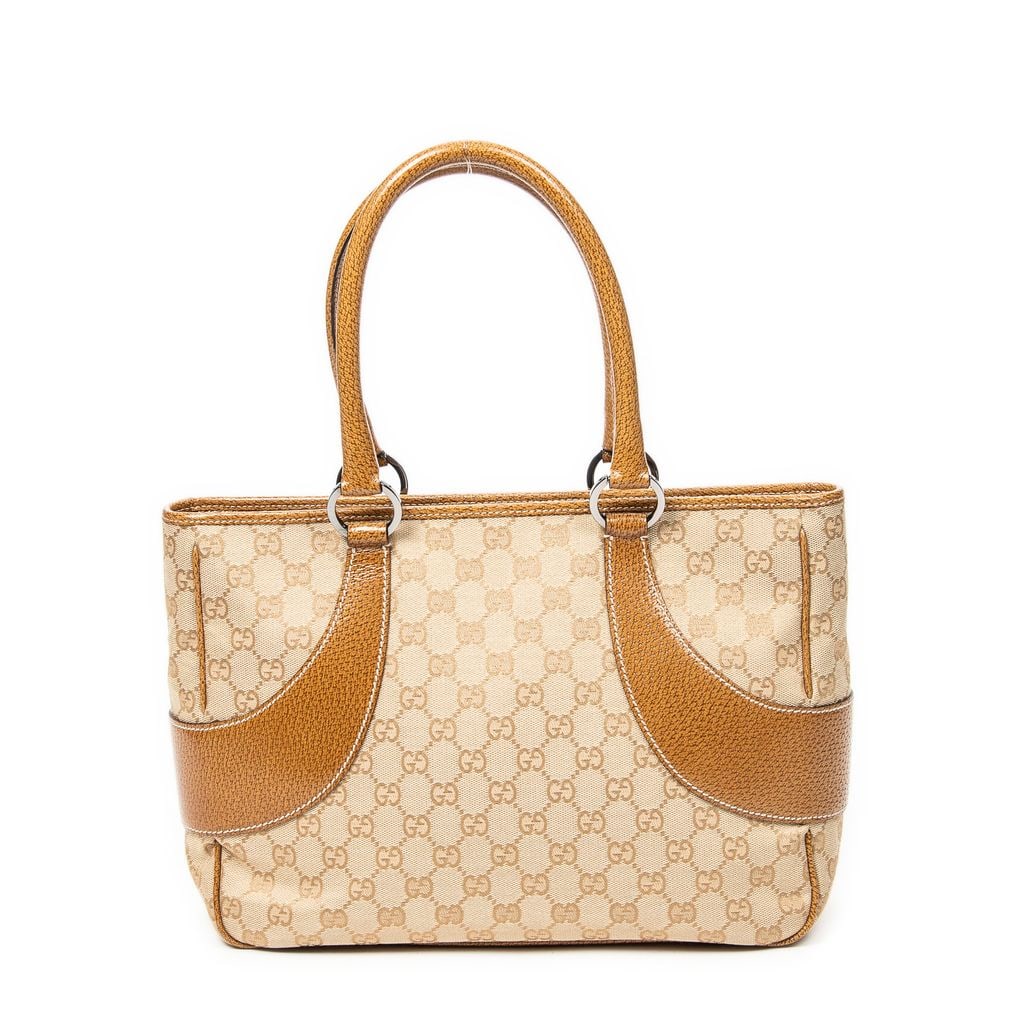 GUCCI JACQUARD ZIP TOTE BEIGE/TAN CANVAS (1 of 12)