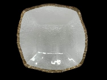 IVV GLACIER GLASS SERVING PLATE W GOLD TRIM 13"