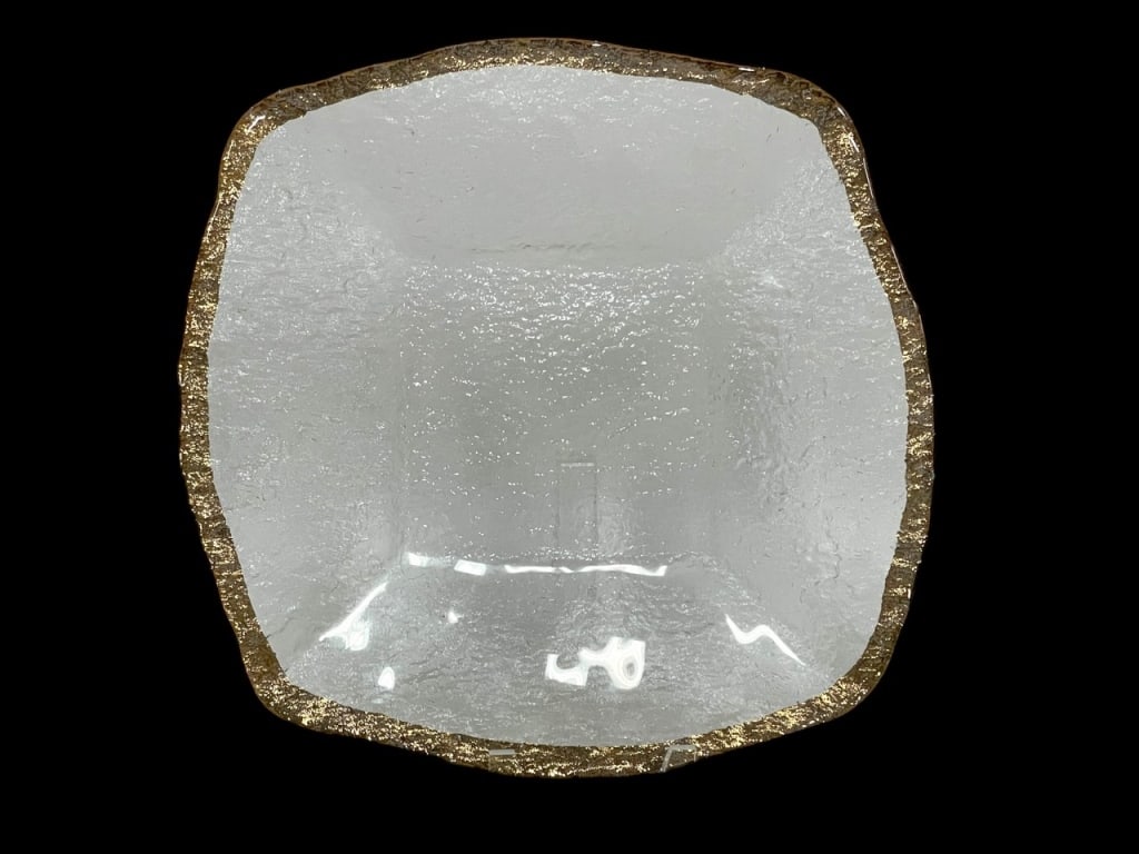 IVV GLACIER GLASS SERVING PLATE W GOLD TRIM 13" (1 of 5)