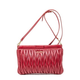 MIU MIU FRAME CLUTCH RED CALF LEATHER