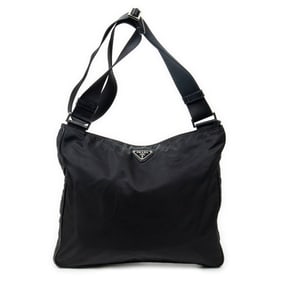 PRADA SQUARE FLAT MESSENGER BLACK NYLON CANVAS