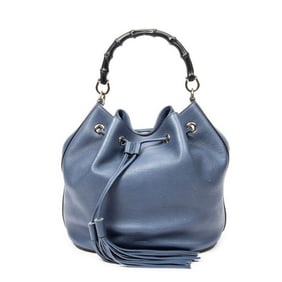 GUCCI MISS BAMBOO BUCKET BAG BLUE CALF LEATHER