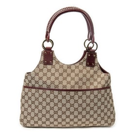 GUCCI SLIP POCKET HOBO BEIGE/BURGUNDY CANVAS