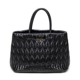 MIU MIU BOW TOTE BLACK CALF LEATHER