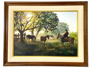 PEDRO DANIEL PELLEGATA HORSEBACK PAINTING 36"