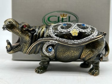 JAY STRONGWATER STYLE HIPPOTAMUS TRINKET BOX