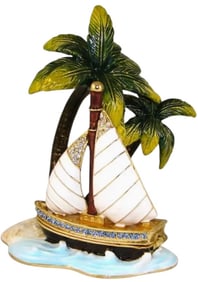JAY STRONGWATER STYLE SAILBOAT TRINKET BOX  NIB