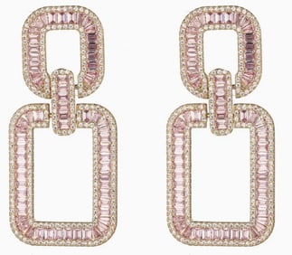 NIB EYE CANDY LA SOPHIE 18K GOLD PLTD PINK EARRNGS