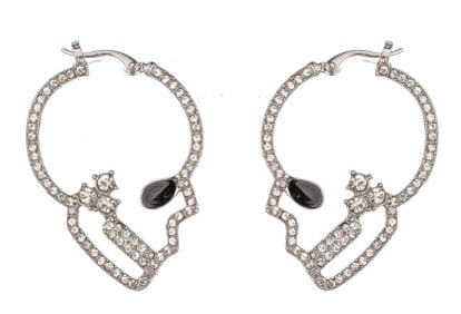NEW! EYE CANDY LA DOUBLE SKULL HEAD EARRINGS