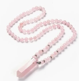 NEW! EYE CANDY LA HARMONY NECKLACE ROSE QUARTZ