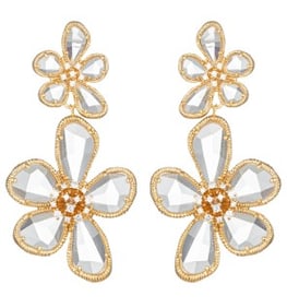 NEW! EYE CANDY LA MINOO DOUBLE FLOWER CZ EARRINGS