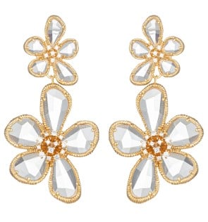 NEW! EYE CANDY LA MINOO DOUBLE FLOWER CZ EARRINGS (1 of 2)