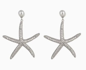 NIB EYE CANDY LA STARFISH CZ EARRINGS SILVER
