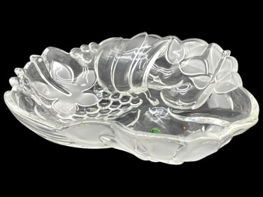 VINTAGE GLASS FRUIT AND FLOWERS BOWL 14.5"