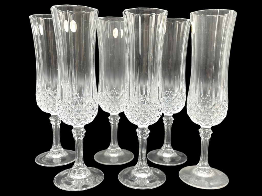 CRISTAL D'ARQUES FRANCE SET OF 6 CHAMPAGNE FLUTES (1 of 7)