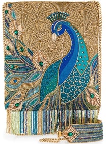 NEW MARY FRANCES PEACOCK FEATHERS CROSSBODY BAG