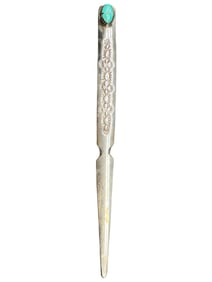 STERLING AND TURQUOISE LETTER OPENER 6"
