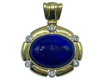 14K GOLD AND LAPIS PENDANT 8.25G