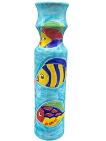 ITALIAN STYLE POTTERY FISH VASE 17.5"