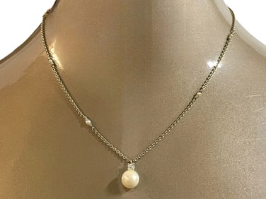 14K GOLD AND PEARL PENDANT NECKLACE 5.77G