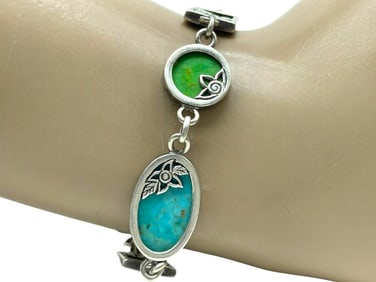 STERLING AND TURQUOISE REVERSIBLE BRACELET 12.39G