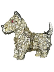 RHINESTONE PAVE DOG BROOCH 1"