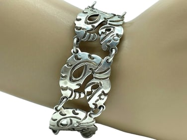 STERLING SILVER BRACELET WITH SAFETY CHAIN 36.66G
