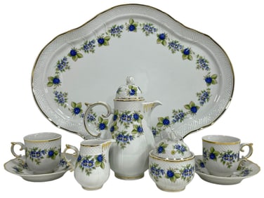 8 PIECE HOLLOHAZA HUNGARY FLORAL TEA SET