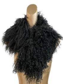 BLACK FUR COLLAR SCARF 29"