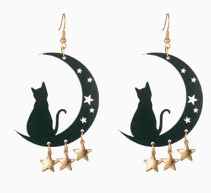 NEW! EYECANDY LA BLACK CAT MOOD DROP EARRINGS
